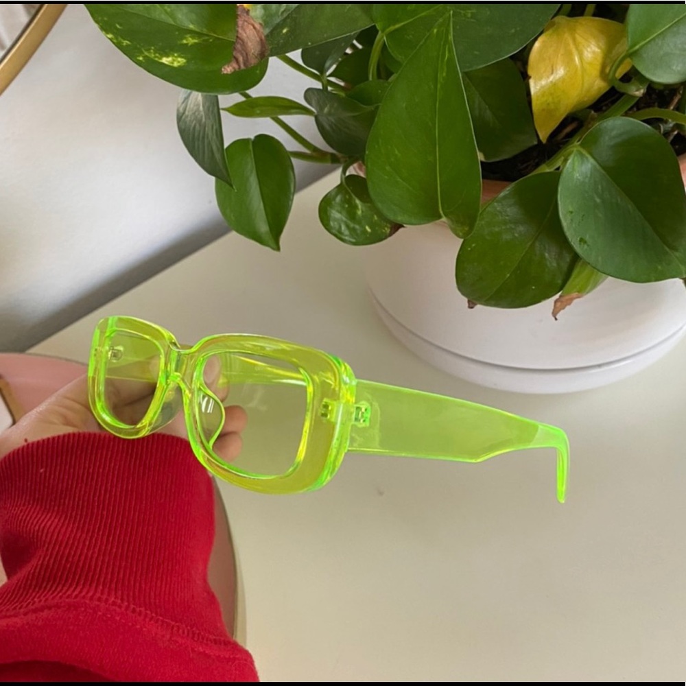 Chunky neon green glasses